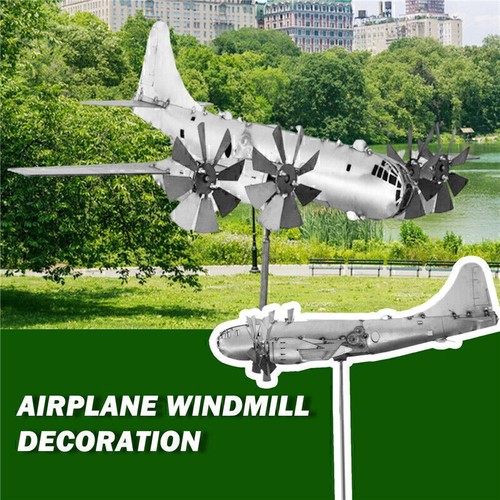 Flugzeug-Garten-Windspiel Wind-Doppeldecker für Patio Garden Ornament BE - Bild 4 von 6