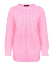 LADIES WOMEN ARAN CABLE KNIT KNITTED JUMPER STRETCH SWEATER PULLOVER TOP UK SIZE