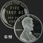 5 oz Lincoln Wheat Cent Silver Round .999 FINE SILVER In Capsule & Pouch