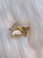 Butterfly brooch pin metal Ivory White Gold Decorative Safety Pin New