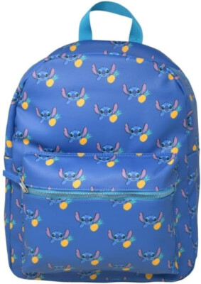 Large Backpack - Disney - Lilo & Stitch Blue Pattern Faux 16''