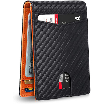 Slim Leather Wallet for Men w/ 11 Card Slots RFID Blocking Bifold Minimalist