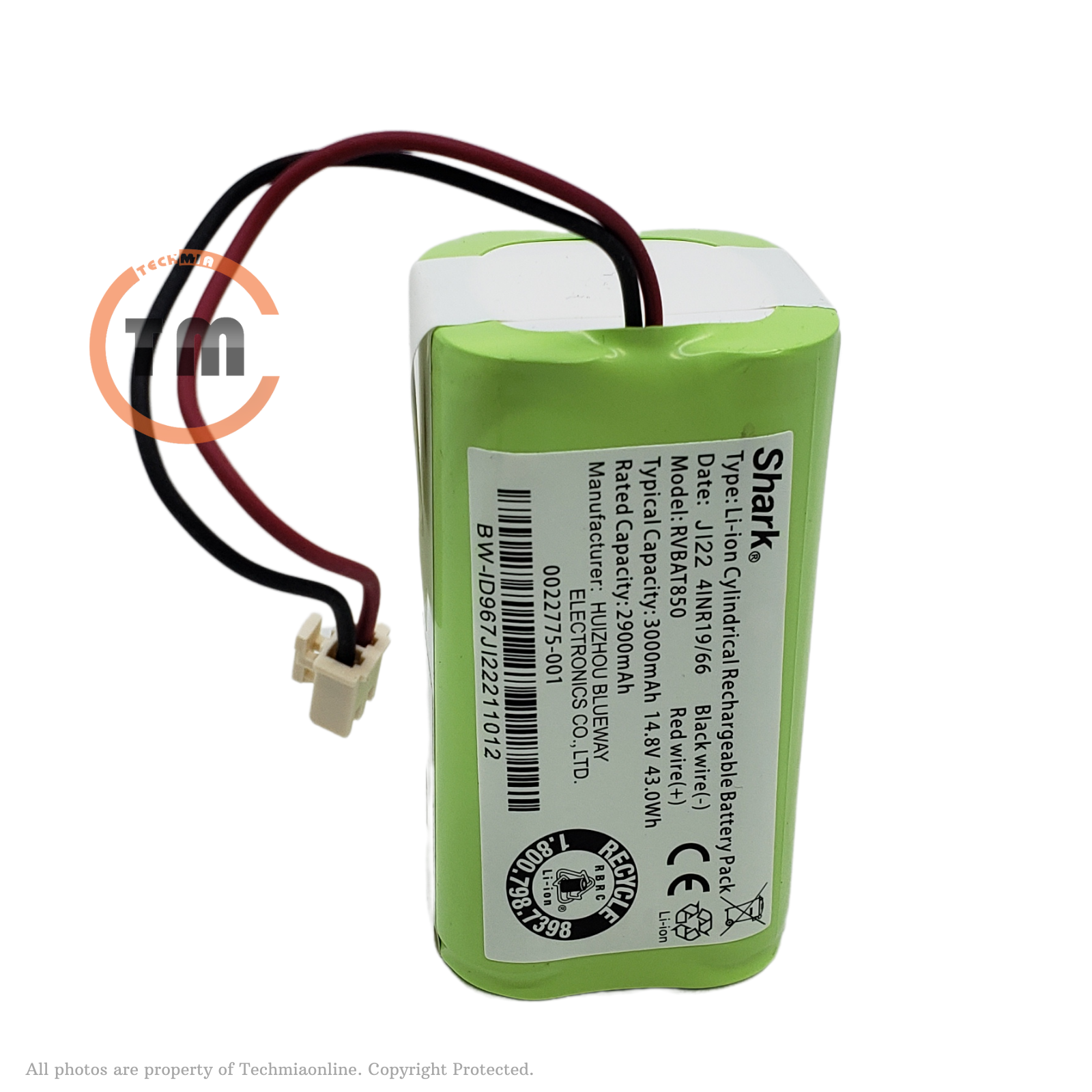 Shark Battery RVBAT850 3000mAh 14.8V for Shark RV1001 RV1000S UR1100