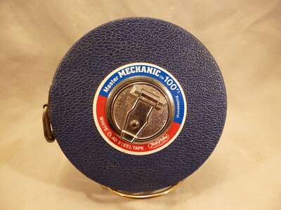 VINTAGE MASTER MECHANIC PROFESSIONAL 100FT WHITE CLAD STEEL TAPE MEASURE USA