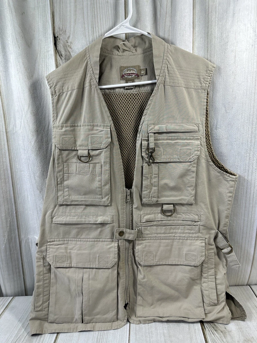 Cabelas Men's Large Safari Series Utility Vest Jacket Khaki