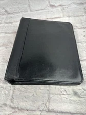 Franklin Quest Black Top-Grain Leather Classic Planner 7-ring No Zipper