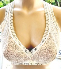 Victorias Secret Rare Vintage Sleep   bra bralette L lined ivory plunge Racer
