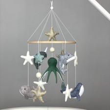 Nautical baby mobile ocean Sea creature crb mobile Under the sea nursery whale