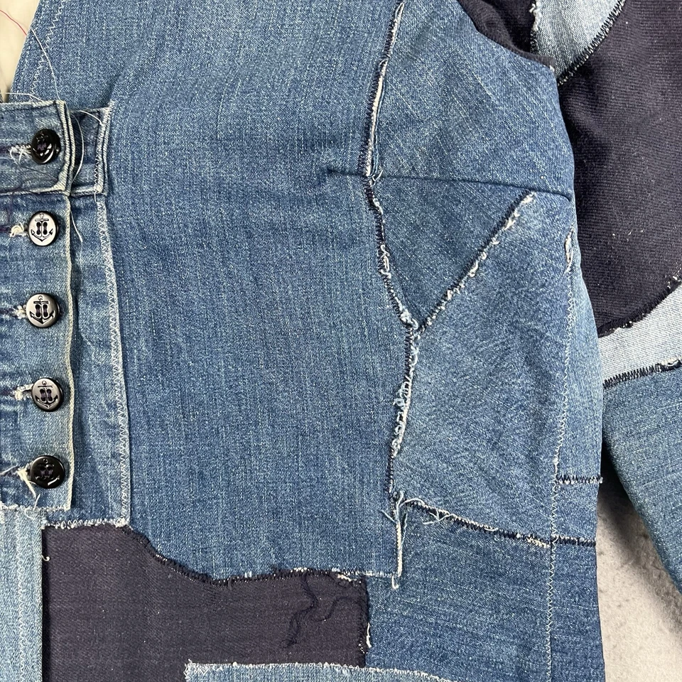 Chaqueta de Retazos Vintage Años 70 Pequeña Mediana Azul Denim Personalizada Hecha a Mano Forrada Foto 2 de 4