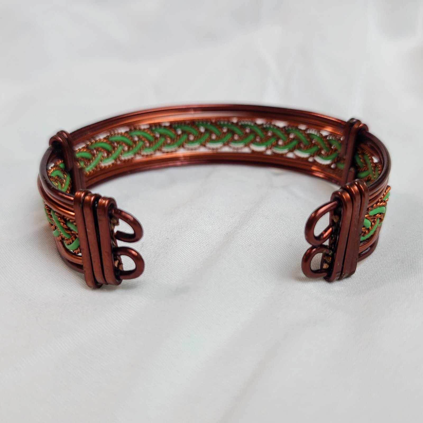 Handcrafted Wire Wrapped Copper Cuff Bracelet Wit… - image 8