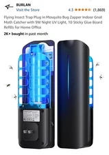 Flying Insect Trap Plug in Mosquito Bug Zapper Indoor Gnat Moth Catcher with 9W