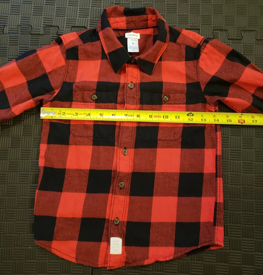 Boy's Red Plaid Flannel Long Sleeve Shirt Size 6 - Image 3 of 4