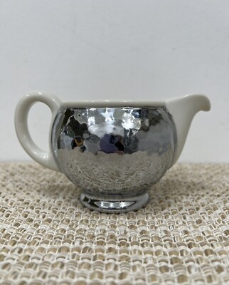 WMF Bauhaus Art Deco Hammered Silver Plate Over Porcelain Creamer Vintage Rare