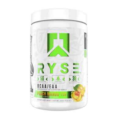 RYSE BCAA/EAA Peach Mango Tea 357g / 30 serv 08/24 + Samples