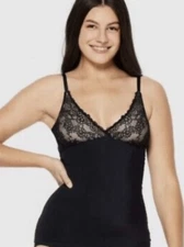 Ruby Ribbon Black Lace Shapewear Tank Top Size 30 1749