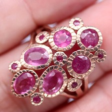 Heated Gemstone Pink Ruby Ring 925 Sterling Silver Size 7.5 Rose Gold Plated