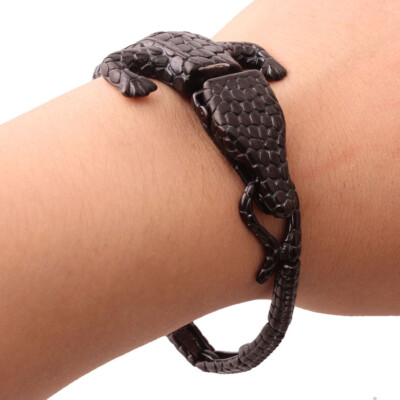 Punk Men Gift 316L Stainless Steel Silver Gold Black Crocodile
