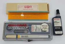 ORIGINAL KOH-I-NOOR RAPIDOGRAPH SET WITH 3030/A LETTER GUIDE DRAFTING KIT
