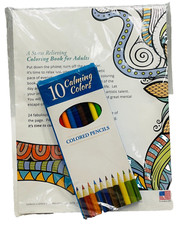 NWOT Stress Relieving Coloring Book for Adults  Pencil Set, 24 Designs
