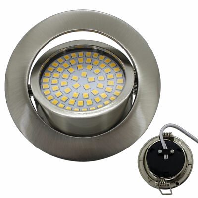 LED Panel Einbaustrahler 4 Watt 230V schwenkbar silber flach Einbauspot Lampe