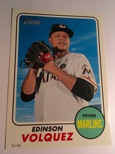 2017 Topps Heritage High Number 5x7 Edison Volquez Marlins 623 #'d 01/49