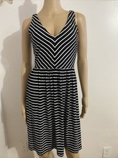 ANN TAYLOR LOFT  Sleeveless XS Black & White Stripe Dress Women's