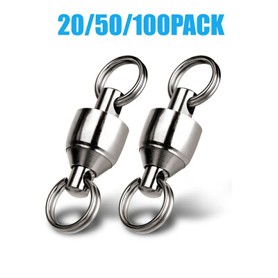 100PC/Lot Ball Bearing Swivels Split Rings Sea Fishing 0/1/2/3/4/5/6/7/8/10#