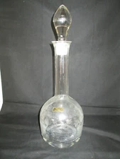 Vintage Toscany Hand Blown-Hand Cut Decanter w/Stopper, 15 1/2"
