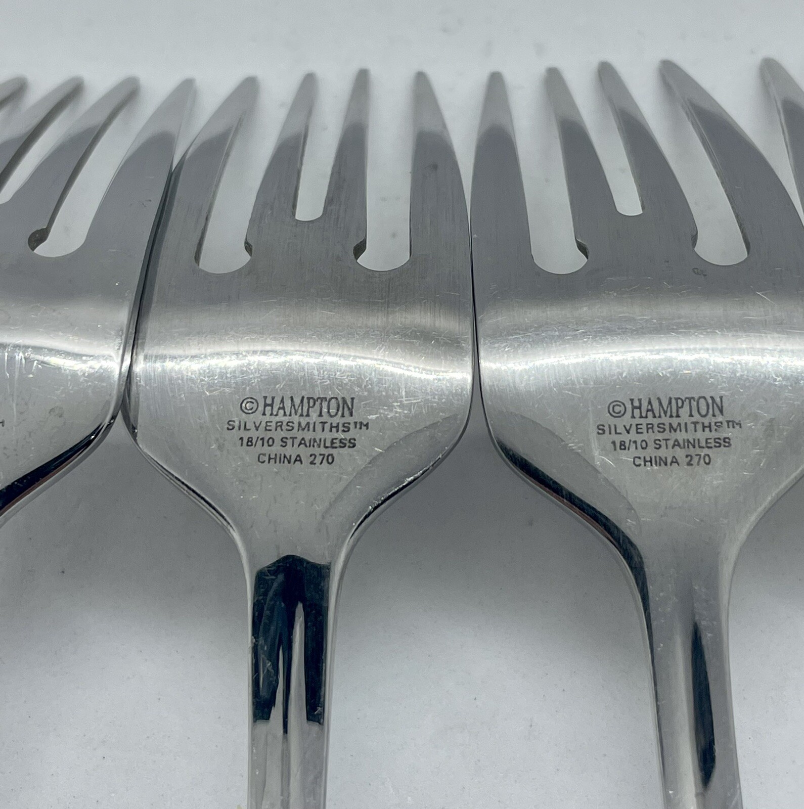 (4) Hampton Silversmiths 18/10 China HSV117 Stainless Salad Fork Lot