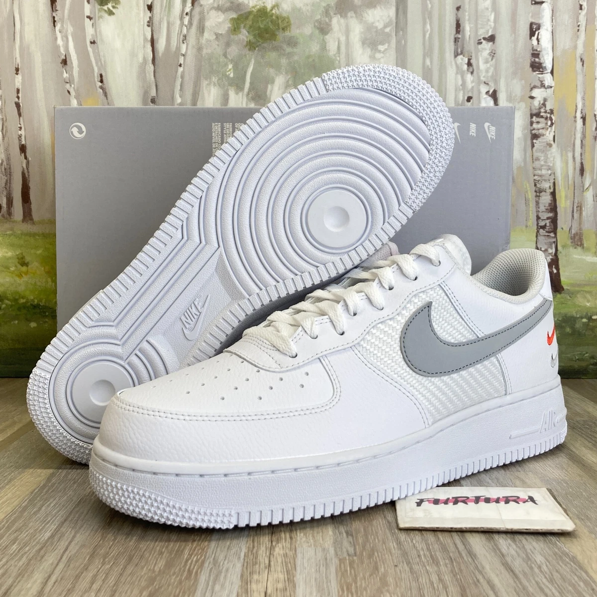 Nike White Air Force 1 '07 Lv8 Sneakers With Reflective Swoosh And Grey  Details. for Men