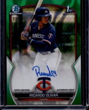 2023 Bowman Chrome Prospect Autographs Green Lava Refractor Ricardo Olivar 90/99