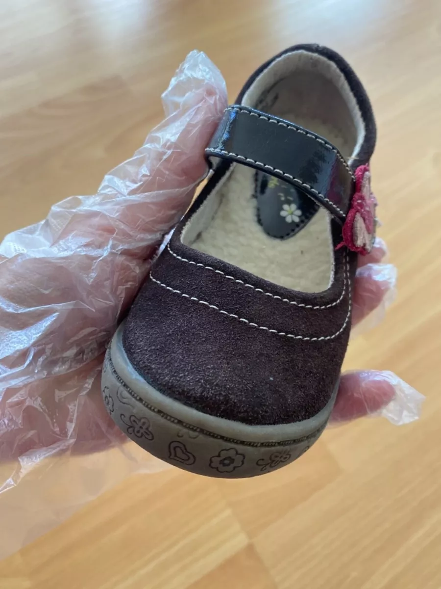 European Carole Little Toddler Girls Shoes Fur Lined Brown Genuine