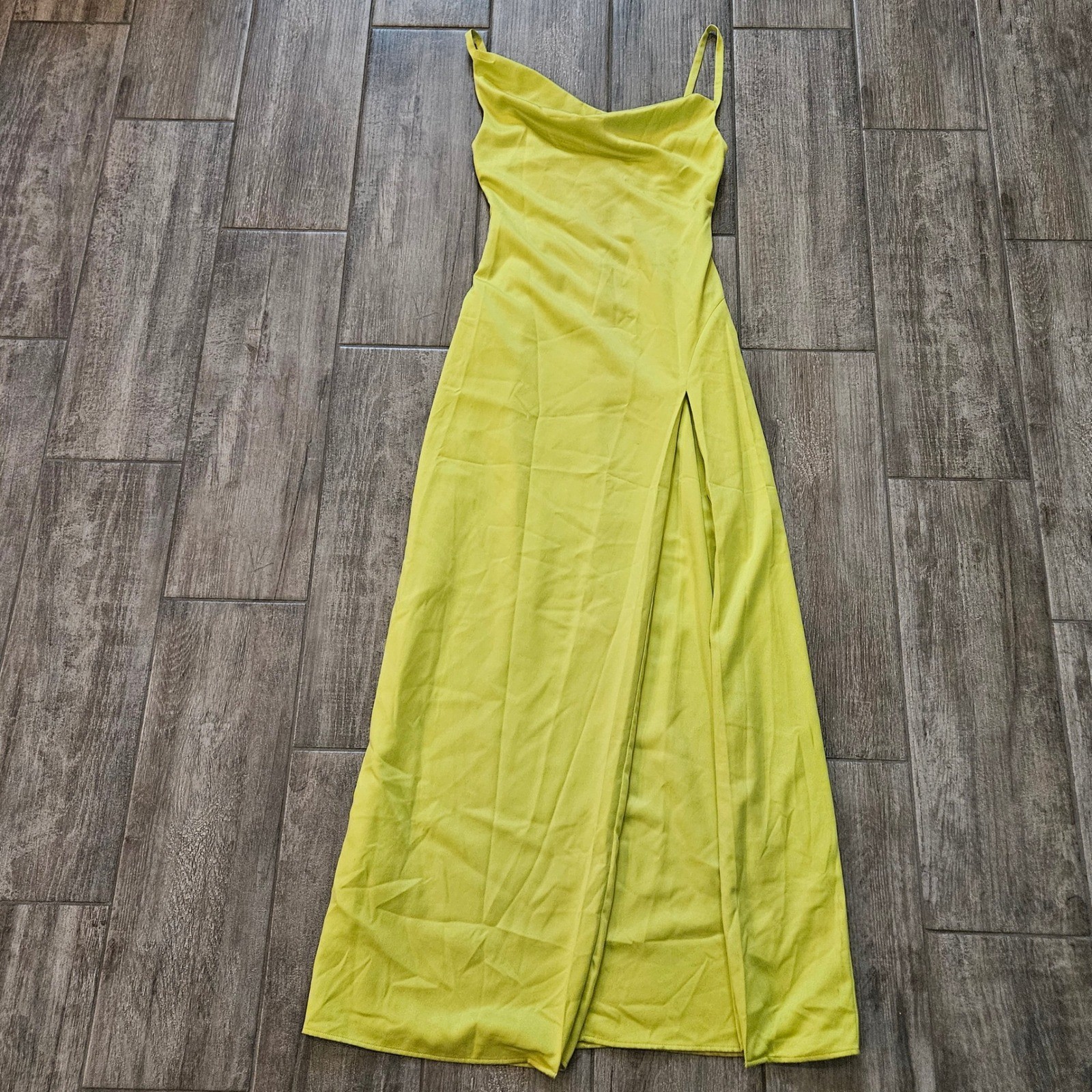 Camila Coelho Reyna Maxi Dress Size XS Chartreuse Revolve Gown Cocktail Wedding