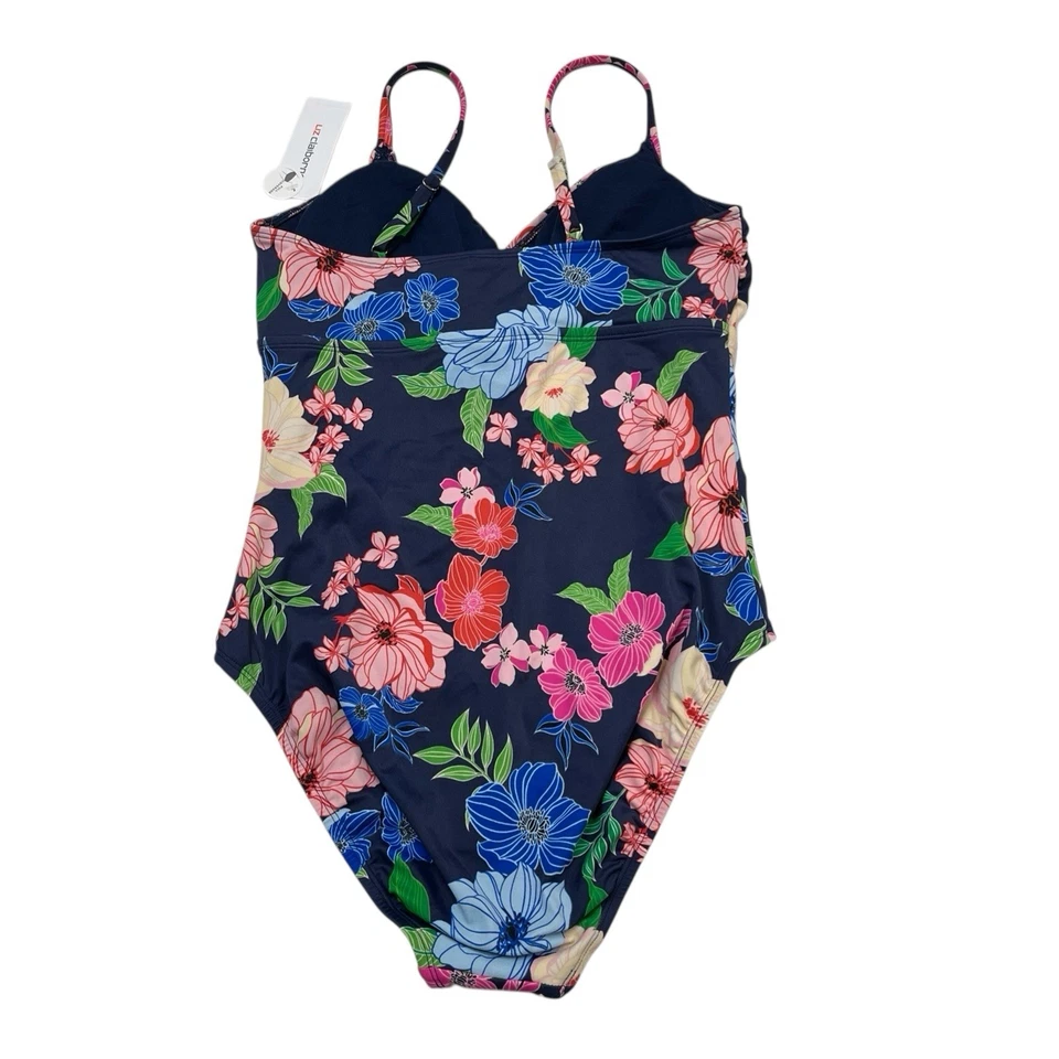 Liz Claiborne Swimsuit Womens 10 Blue Floral One Piece Underwire Tummy Control - Image 2 of 4