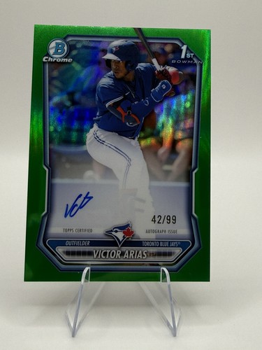 2026 bowman chrome victor arias true green auto 42/99 ON CARD AUTO 1st bowman 