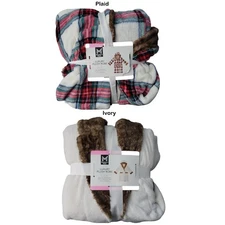 Member's Mark Adult Faux Fur Collar Pockets Plush Robe