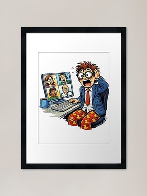 Business on Top, Pajamas Below u Framed Wall Art Poster Canvas Print Picture