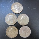 Lot of 5 Silver Washington Quarters 1960, 1961, 1962, 1963, 1964