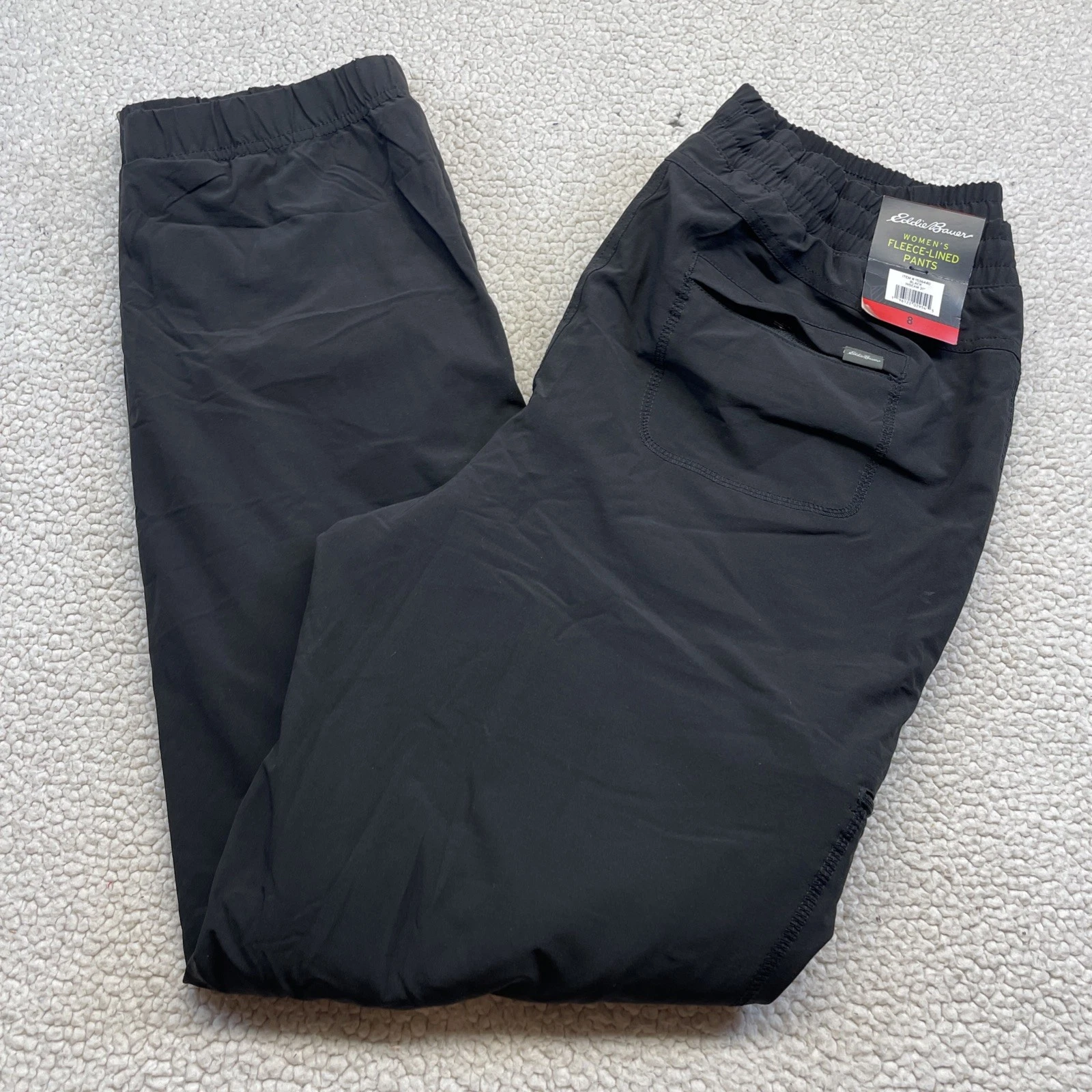 Eddie Bauer Fleece-Lined Pants Womens 8 Black Jogger Cargo Outdoor Active
