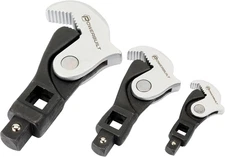 3 Piece Spring-Loaded Crowfoot Wrench Set, Adjustable, Auto Size, Universal Wren