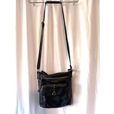 Stone & Co Black Faux Leather Crossbody Shoulder Bag 
