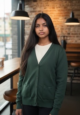John Lewis Langarm Mädchen Strickjacke, flaschengrün, Alter 13/14 Jahre