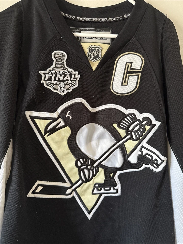 Camiseta deportiva para hombre Reebok Pittsburgh Penguins Sidney Crosby #87 2009 Copa Stanley talla 48 Foto 2 de 4