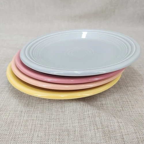 Fiesta Pearl Gray Apricot Sunflower Rose 7 1/4" Salad Plate set of 4 Fiestaware