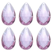K9 Crystal Pendants Teardrop Beads, 6 Pack 50mm Chandelier Prisms DIY, Purple