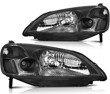 For 2001 2002 2003 Honda Civic Headlights Assemblyblack Headlamps Pair