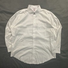 Brooks Brothers Dress Shirt Mens 17/35 White Traditional Fit Non-Iron Supima