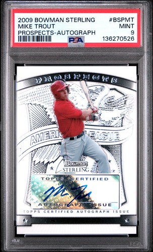 2009 BOWMAN STERLING PROSPECTS AUTO #BSPMT MIKE TROUT PSA 9