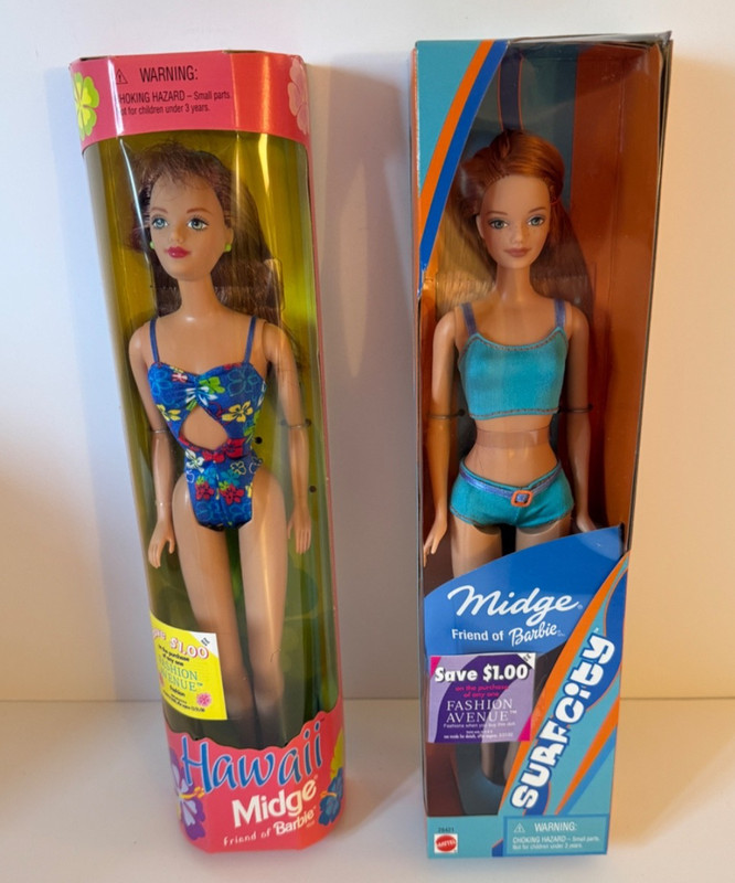 Barbie ~ 1999 ~ Hawaii Midge & 2000 Surf City Midge ~ NRFB