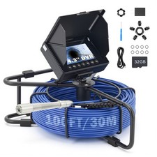 4.3 in Sewer Camera w 98ft/30m Cable Length Marker 8500mAh Sewer Inspection 32GB
